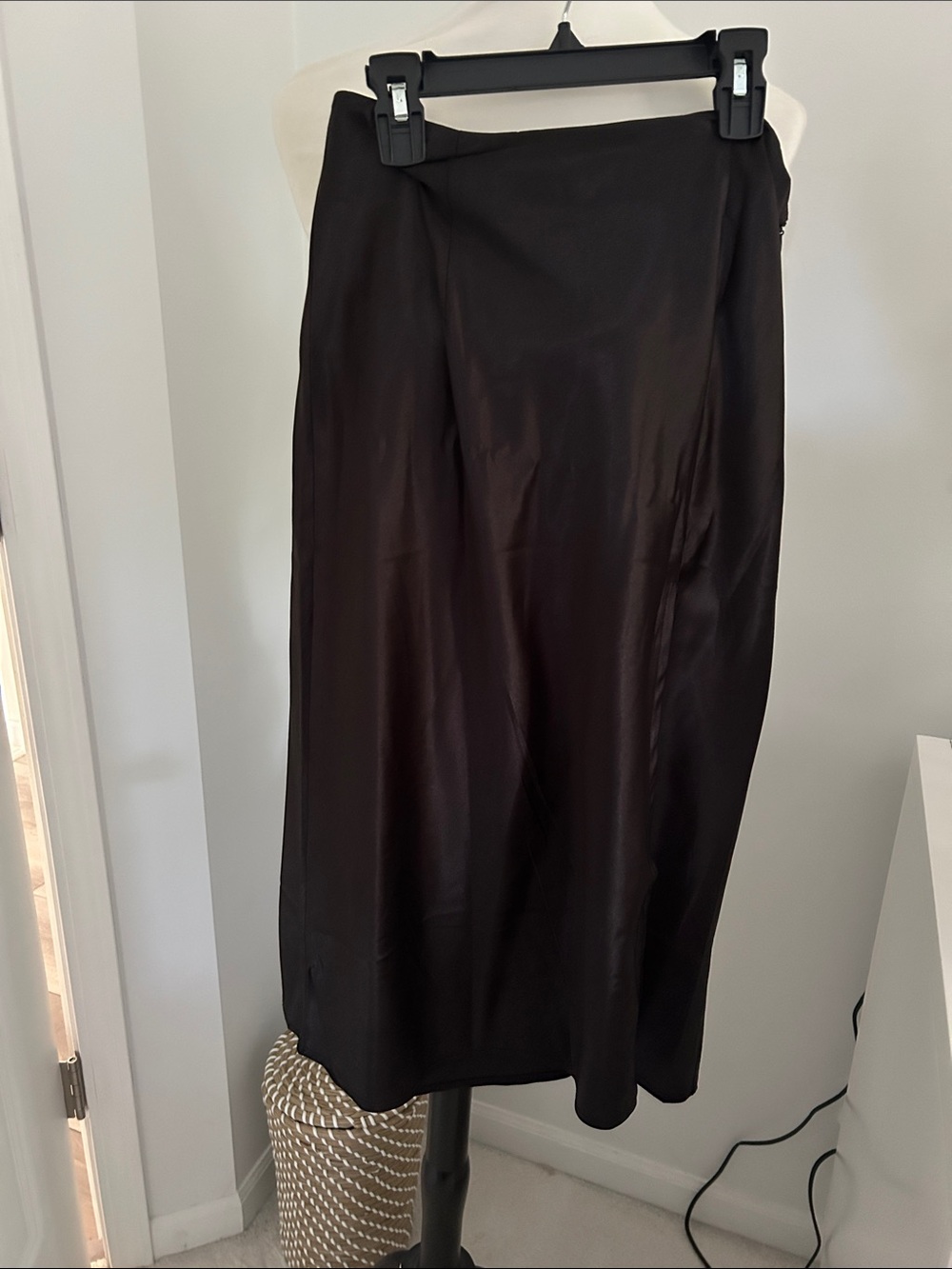 Stunning Princess Polly Black Satin-Look Midi Skirt